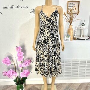 Patrons of Peace Sleeveless Maxi Dress Animal Print Size L Large Shirred Back